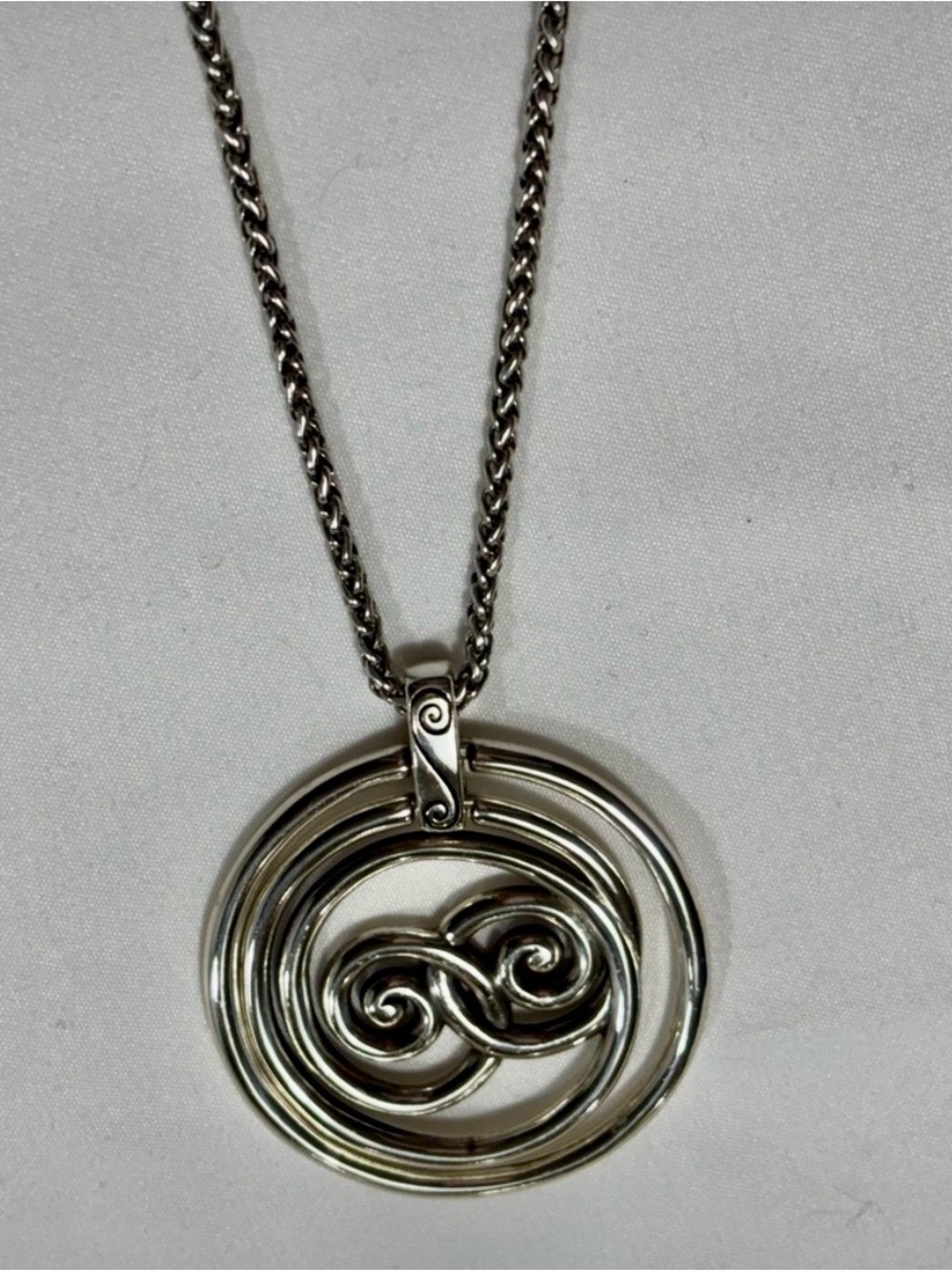 Brighton Rock N Twirl Pendant Necklace Silver Plated Rare Retired 15-17”